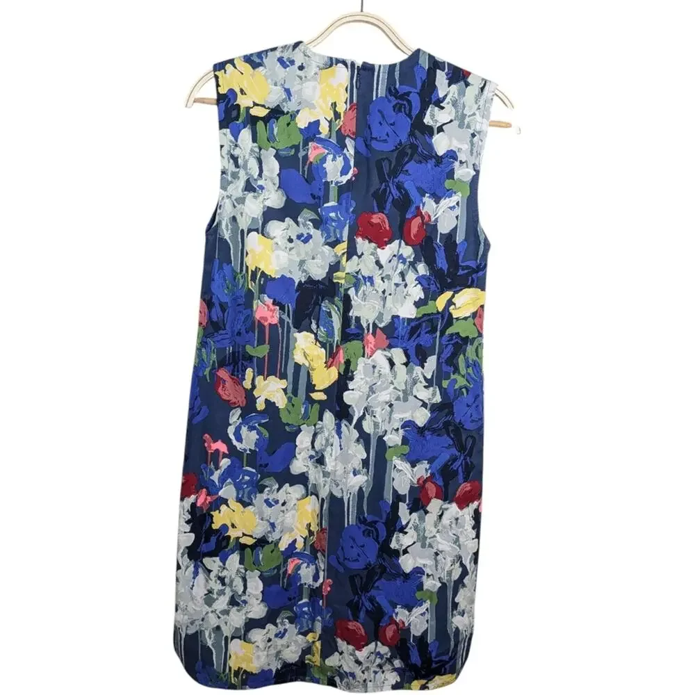 Kate Spade Saturday Watercolor Abstract Floral Dress XS Multicolor Sheath Sleeve